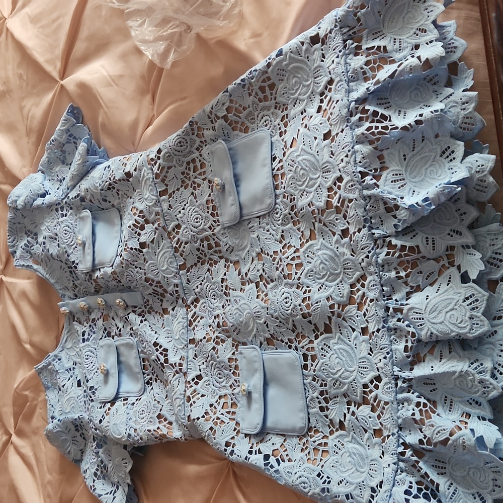 Elegant Blue Lace Dress - Picture 3 of 7